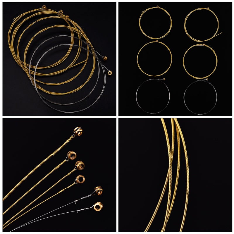 Bememo 2 Sets of 6 Guitar Strings Replacement Steel String for Acoustic Guitar (Yellow and Multicolor) - Image 2